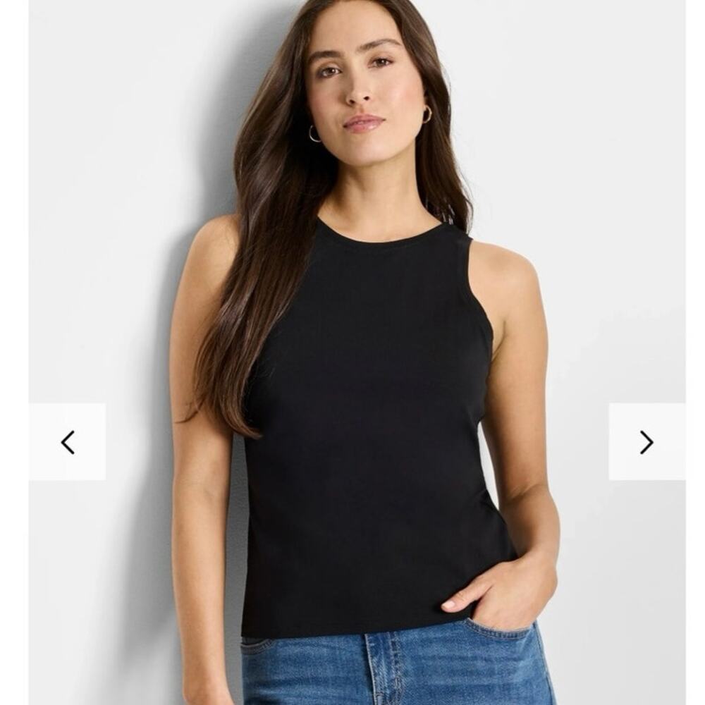 NWOT Nic + Zoe High Neck Perfect Tank in Black SZ L